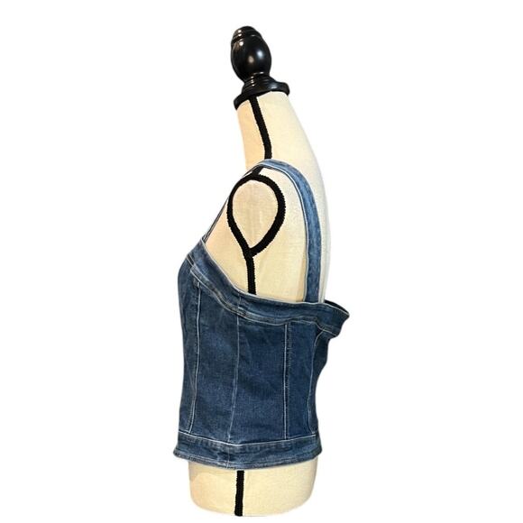 NWT White House Black Market Blue Sleeveless Denim Bodice Top Womens Size 12 - Picture 6 of 9